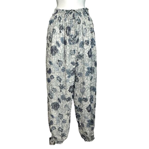 Tularosa Blue Floral Harem Pants SMALL Metallic Baggy Joggers Revolve $218 NEW - Picture 5 of 8